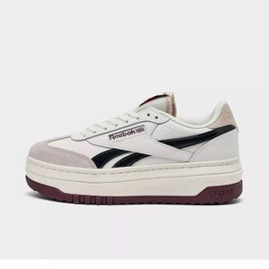 BNWT Reebok Off-White and Black and Maroon Platform Sneakers